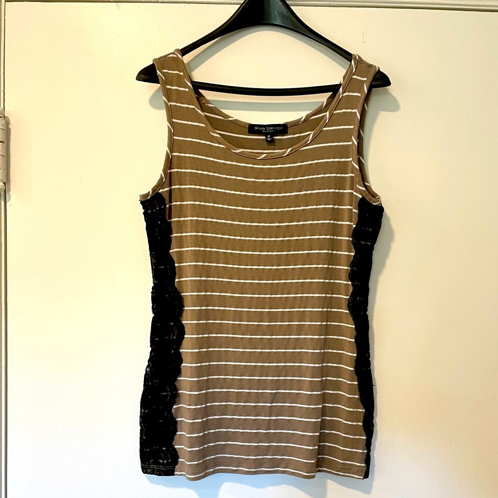 Tan and Black Lace Tank